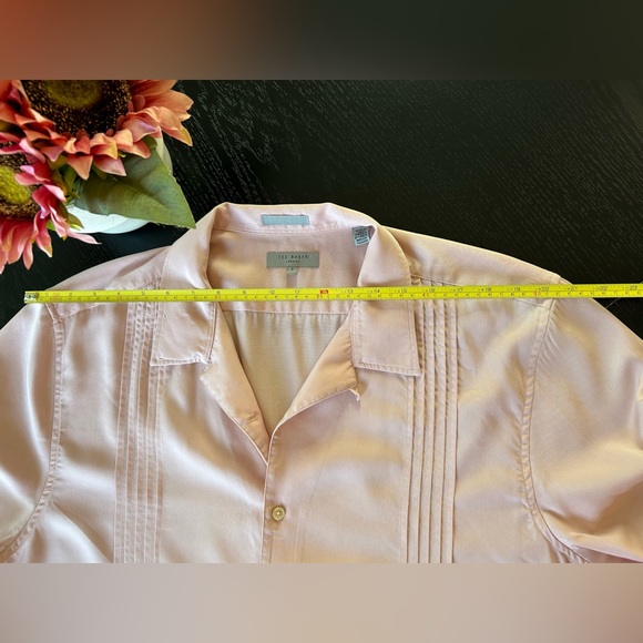 Ted Baker London Mens Tencel Micro Pleated Button Up Pink Shirt Size 7 US 3XL - Picture 8 of 11